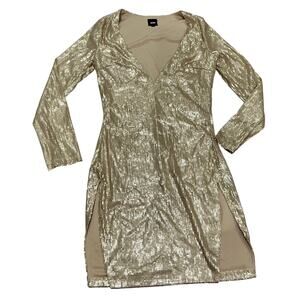 Nude Brand Boutique Dress Gold Sequin High Slit Medium M